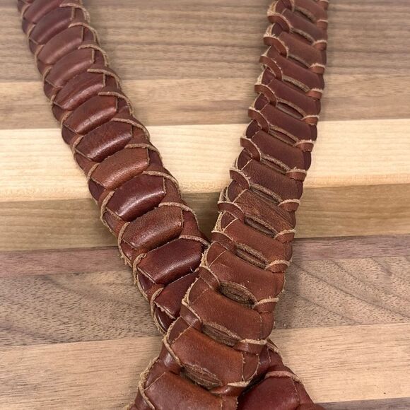 Vintage County Seat Braided Leather Solid Brass Buckle Belt Medium - Picture 11 of 11